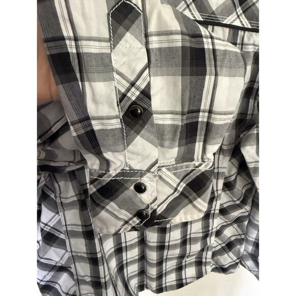 BKE Men’s athletic fit button up shirt- White, Black And Gray Plaid- Size Xl - Picture 4 of 6